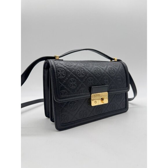 TORY BURCH T monogram leather convertible crossbody bag -BLACK (Has scratch) - Picture 5 of 16